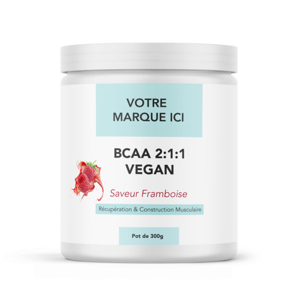 BCAA Vegan 300g white label poudre framboise