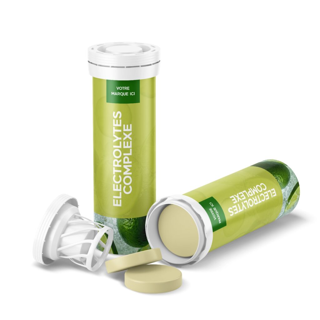 Lectrolytes effervescent marque blanche en tube de 20 tablettes saveur citron