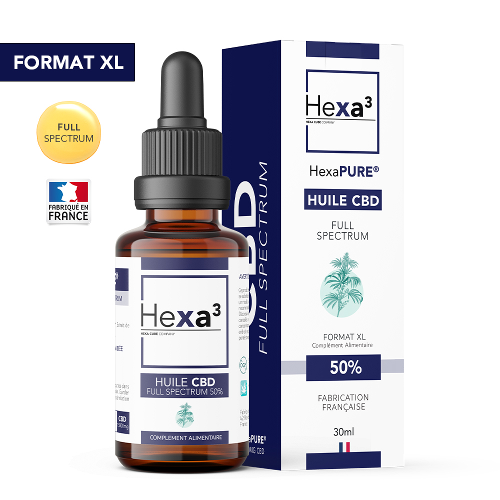 Huile CBD 50% Full Spectrum format 30ml Hexa3
