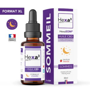 Huile CBD Mélatonine Sommeil Fraise Format XL 30ml HexaSOM®