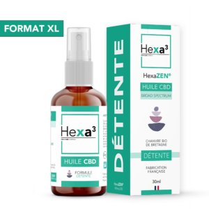 Huile CBD Détente 4500mg 70 jours Chanvre bio Bretagne Spray 30ml HexaZEN®