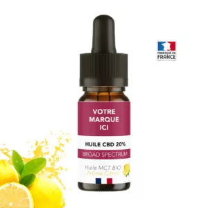 Huile CBD Broad Spectrum 2000mg CITRON Marque Blanche 10ml