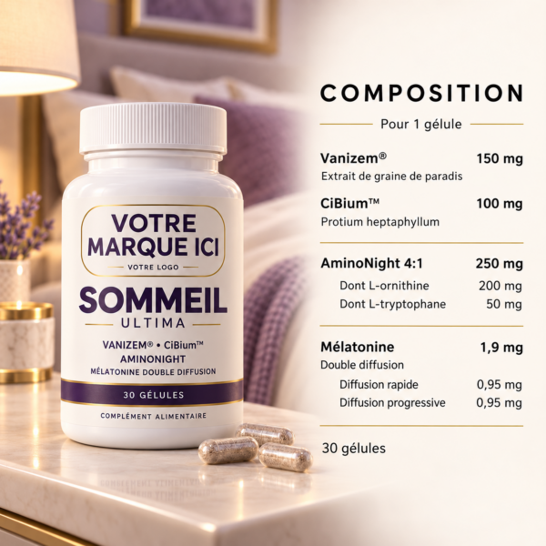 Composition du complément sommeil marque blanche Sommeil Ultima™