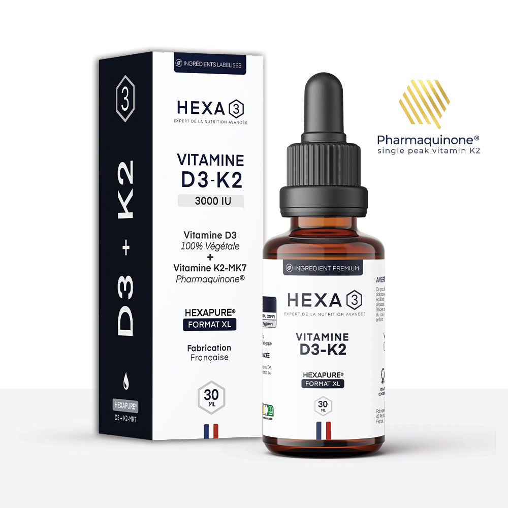 Vitamine D3 + K2 MK7 Vegan Gouttes 30ml HexaPURE®
