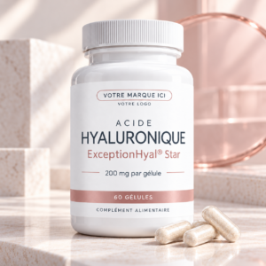 Pot de 60 gélules d'acide hyaluronique ExceptionHyal® en Marque Blanche