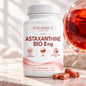 Pot de 30 gélules d'astaxanthine bio en Marque Blanche