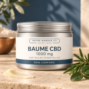 Boîte aluminium 100 ml de baume CBD bio 1000mg marque blanche sans étiquette