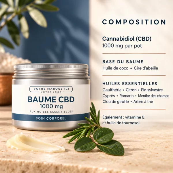 Baume CBD Bio 1000mg Marque Blanche