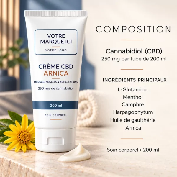 Crème CBD Arnica 200ml Marque Blanche