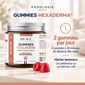 Pot de Gummies Collagène Peau HexaDERMA® goût fraise