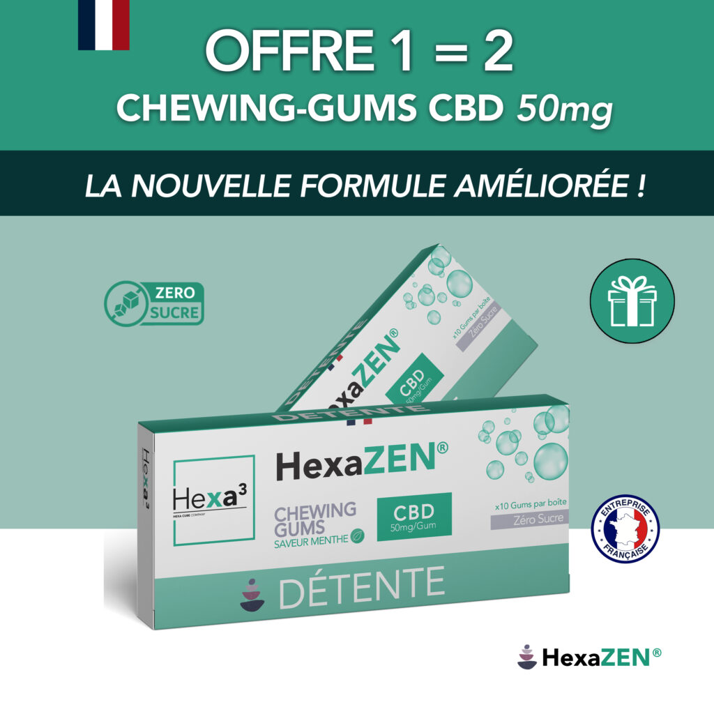 Blister de 1à chewing-gums 50mg Hexa3