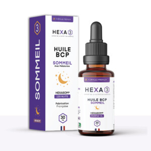 Flacon de 30 ml d'huile BCP mélatonine HexaSOM® Sommeil avec compte-gouttes