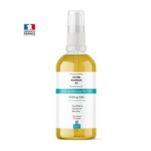 huile de massage CBD bio disponible en marque blanche ou white label