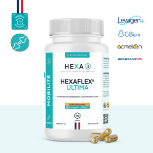 Pot de 90 gélules Mobilité Ultima HexaFLEX®, marque Hexa3, complément articulaire