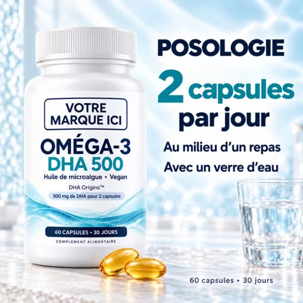 DHA 500 marque blanche : 2 capsules par jour
