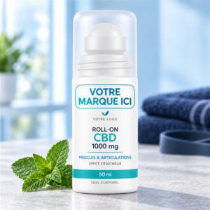 Roll-on CBD marque blanche 1000 mg, flacon de 50 ml