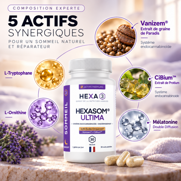 HexaSOM® Ultima, complément sommeil à la mélatonine double diffusion