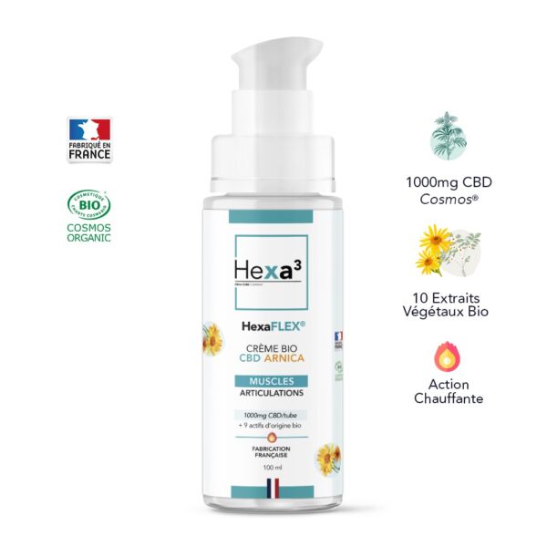 Crème CBD Arnica Bio 100ml + 7 Huiles Essentielles HexaFLEX® Hexa3 – Image 3